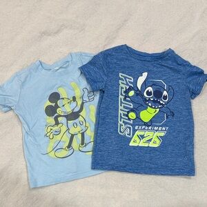 Disney Boys' Light Blue & Royal Blue Stitch and Mickey Graphic Tees 2T
